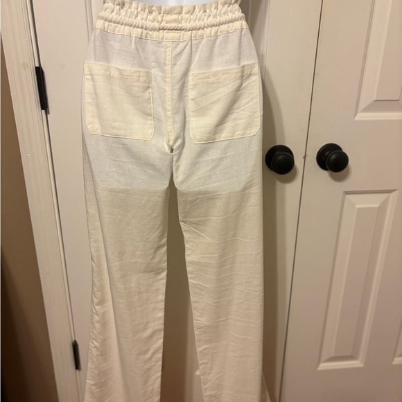 High Waist Cream Drawstring Pants - Picture 6 of 11